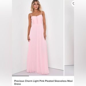 Lulus Precious Charm Light Pink Pleated Sleeveless Maxi Dress size medium